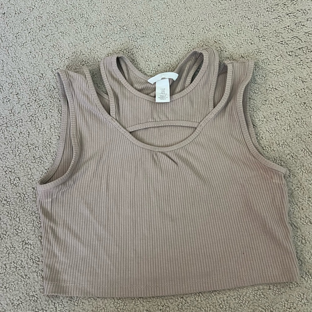 Ribbed Beige Tank Top